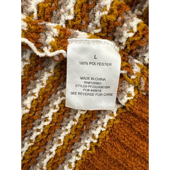 Pink Rose gold brown fuzzy knit cropped women’s sweater Large v-neck pullover - Picture 7 of 7